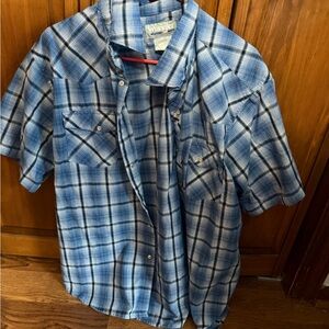 Wrangler Men's Casual Blue Checkered Shirt